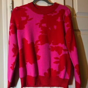 NWT Women's Sugarlips Sweater - Floral Red & Pink - Medium